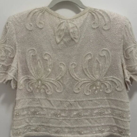 VINTAGE Nipon Boutique Cream Beaded Jacket - Picture 2 of 6